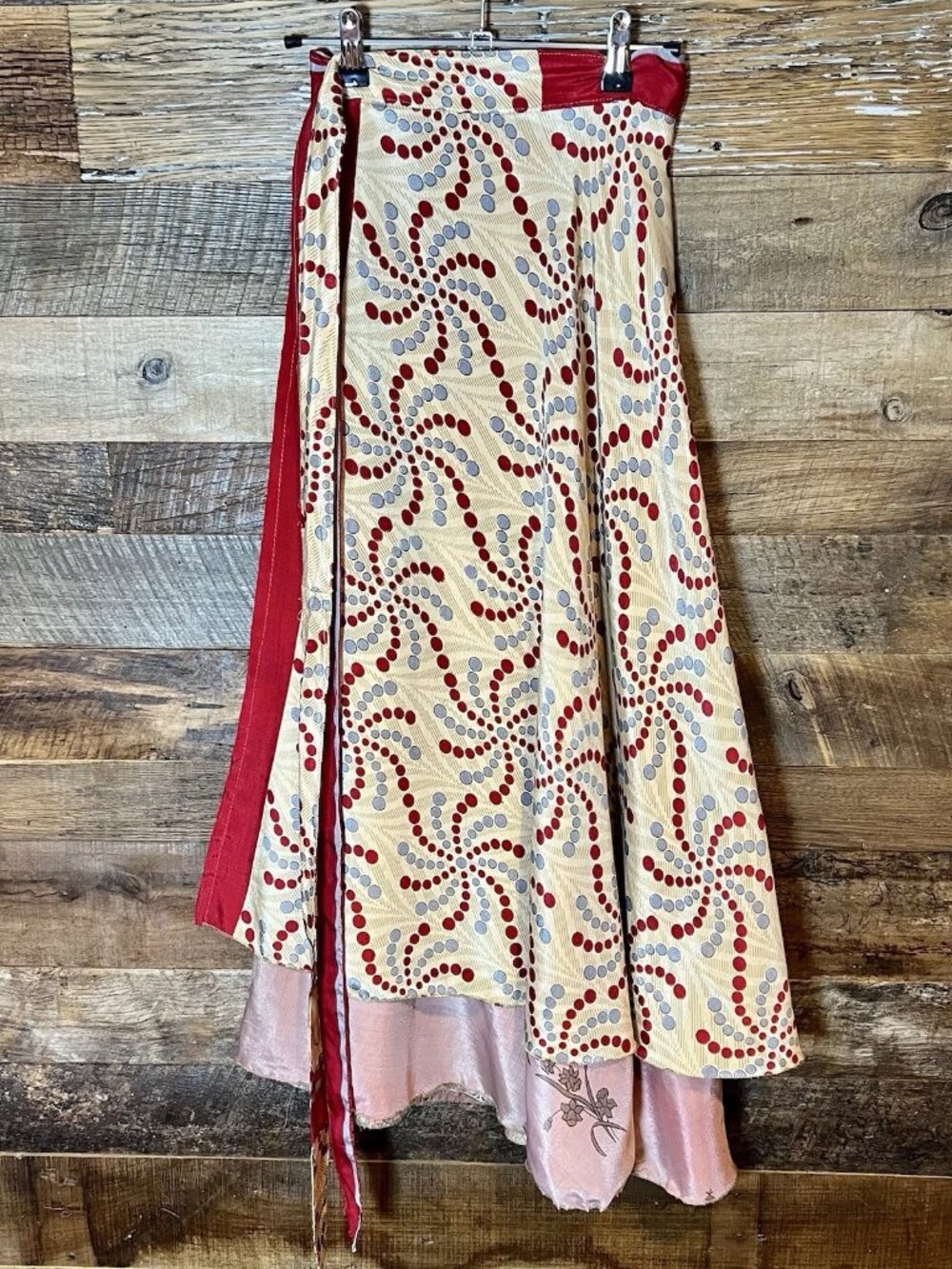 Darn Good Yarn Skirt Sari Silk Wrap Ankle Size 4-12 Reversible Boho Packable